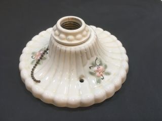 Vintage Ceramic Porcelain Ceiling Light Fixture Pink Flowers w/Chain 2