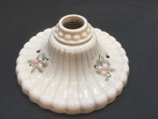 Vintage Ceramic Porcelain Ceiling Light Fixture Pink Flowers w/Chain 3