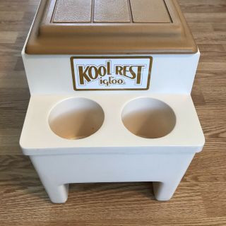 Vintage Igloo Kool Rest Full Size Butterscotch Ice Chest Car Cooler Cup Holder