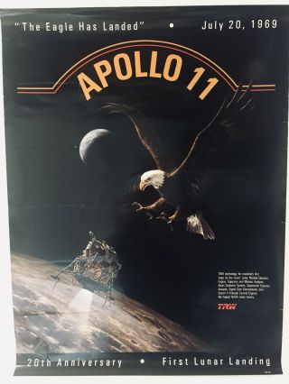 Vintage 1989 Trw Apollo 11 " The Eagle Has Landed " 20th Anniversary Poster 18x24