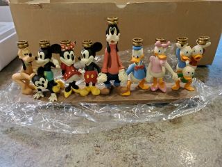 Vintage DISNEY Mickey Minnie Donald Goofy Pluto Menorah Candle Holder RARE MIB 2
