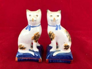 Good Antique Early Staffordshire Pottery Cat Figures.