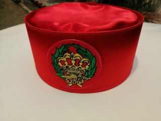 Order Of The Amaranth Crown Red Satin Adjustable Masonic Hat Cap