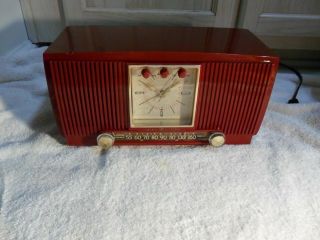 Vintage Tube Ge Am Clock Radio Mid Century Antique Amp Hi Fi Telechron Deco Old
