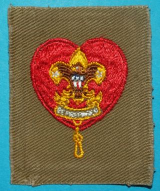 Life Scout Rank Badge 5a 1925 - 40 - Hanging Gold Square Knot Bsa Logo Back H29