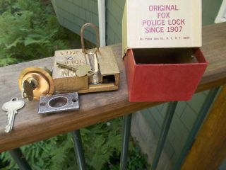 Vintage Fox Police Lock W/ Box,  3 Keys,  Etc.  -