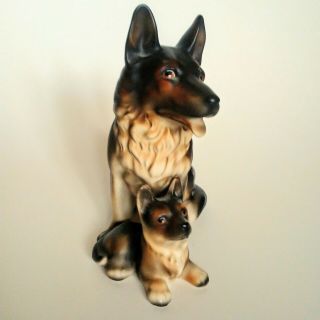 Vintage German Shepard And Pup Porcelain Figurine