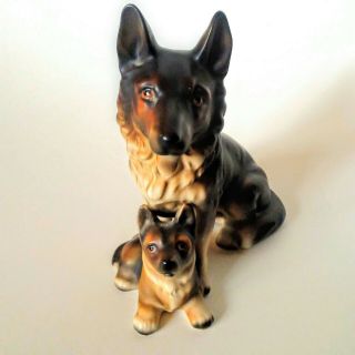Vintage German Shepard And Pup Porcelain Figurine 2