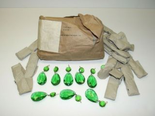 80 Vintage Emerald Green West Germany Glass Crystal Prism Lamp Chandelier Parts