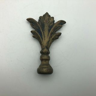 Antique 4 - 1/4 " Cast Iron Lamp Finial Brass Bronze Accents 6 - 1/2 Oz.  Vintage X2
