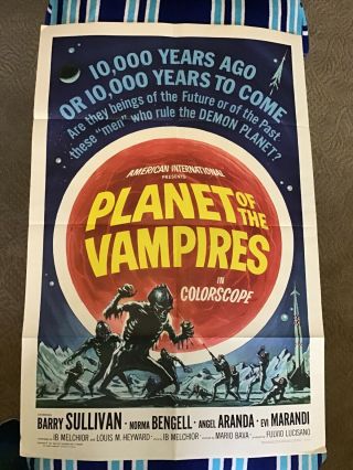 Vintage Movie Poster Theater Planet Of The Vampires Horror Monster 1965