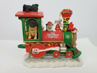 Danburry Pug Christmas Express Train Engine Car Figurine 2