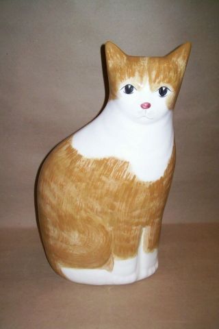 N.  S.  Gustin Co.  Ceramic Cat 13.  5 " Orange And White