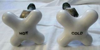 Set Of Antique Faucet Porcelain Hot/cold Knob Handles Valve
