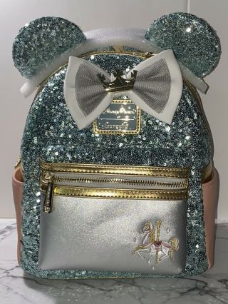 King Arthur Carousel Disney Minnie Main Attraction Loungefly Backpack In Hand