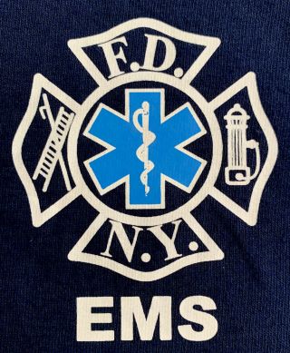 Fdny Nyc Fire Department York City T - Shirt Sz L Ems Emt Paramedic