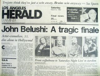Best 1982 Newspaper Saturday Night Live Comedian John Belushi Dead Drug Overdose