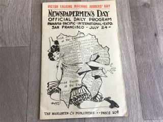 1915 Panama Pacific Expo Newspapermens Day Daily Program Victor Talking Machines