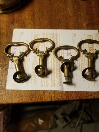 4 Vintage Solid Brass Drop Bail Style Drawer Pulls Handles 8848
