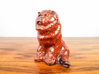 Vintage Hardie Glazed Porcelain Red Dog Sculpture,  Akita Statue Figure Figurine