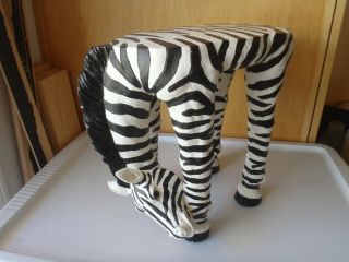 Vintage Jaimy Zebra Resin Footstool Plant Stand Decor Toddler Chair Short Table