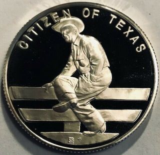 President Lyndon B.  Johnson - " Citizen Of Texas " - Proof Silver Medal - 0005 Fm