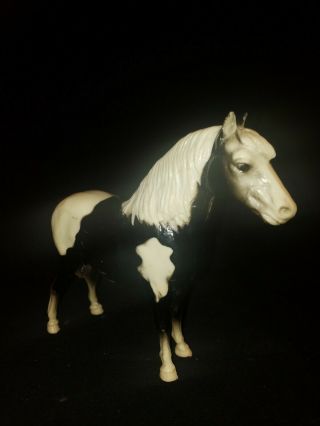 Vintage Breyer Molding Co.  Glossy Black White Horse Pony Made In Usa