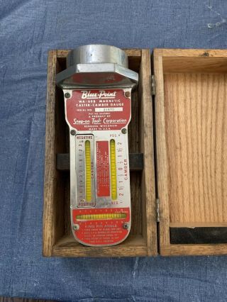 Vintage Snap On Blue Point Wa - 60 Magnetic Caster Camber Gauge Box