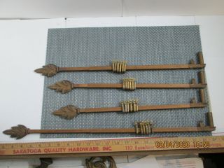 Set Of 4 Antique Or Vintage Cast Iron And Metal Drapery Curtain Rods Expandable