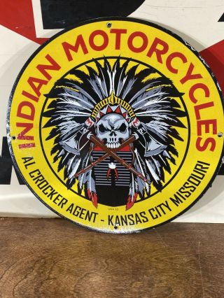 32 Vintage  Indian Motorcycles  Special Gas Pump Plate,  Porcelain 12 Inch.