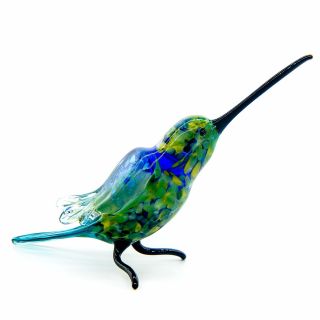 Hand Blown Art Glass Hummingbird (colibri) Figurine,  Handmade Bird Animal Figure