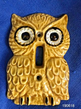 Enesco Vintage Ceramic Owl Light Switch Plate Cover 1970s Mid Century Modern