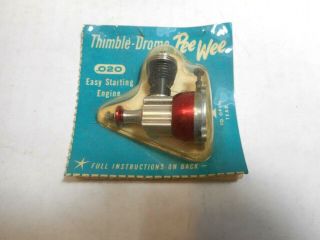 Vintage Cox Thimble Drome Pee Wee Engine.  020 NOS On Card 2