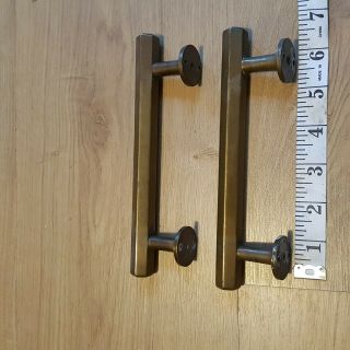 2 X Vintage Solid Brass Heavy Duty Door Pull Handles Long