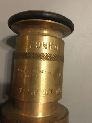 Vintage Powhatan Brass Fire Hose Nozzle No.  464 Fog Spray Old Stock 2