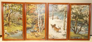Vintage Set Of Four Seasons Paint By Number Pbn Framed Exclnt