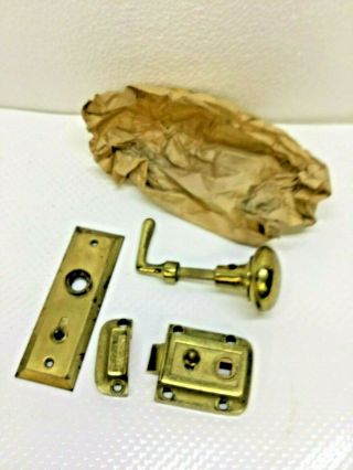 Vintage Corbin Screen Door Hardware Partial Set Handles Plate Lock & Catch Nos