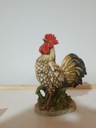 Vintage Pair Ceramic Rooster & Hen Figurines Homco 1446