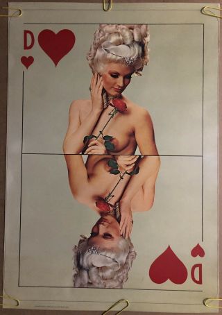 Vintage Poster Queen Of Hearts Sexy Woman Poker Card Man Cave Pin Up