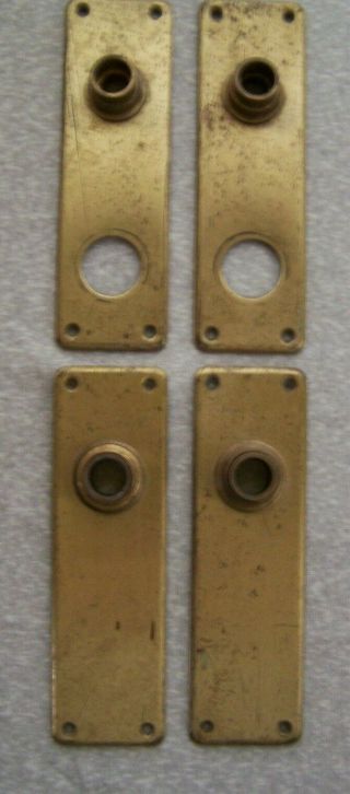 Set Of 4 Vintage Heavy Brass Door Knob Back Plates 7 1/2 " X 2 1/4 " 2 Pair