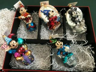 Mickey Mouse " 70 Happy Years " Christopher Radko 5 Piece Ornament Set