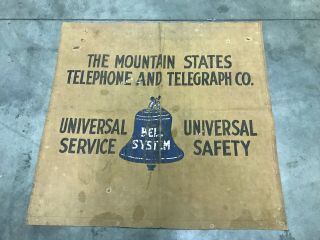 Vintage Mountain States Telephone Telegraph Co Bell System Canvas Banner Sign