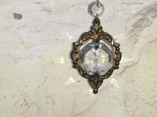 Vintage French Crystal With Brass Chain Encased In Ormolu Setting