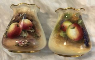 Antique Vintage Royal Worcester Vases G957 Fruit Design England