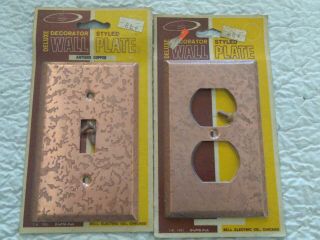 Nos Bell Antique Copper Finish Wall Plate (1 Outlet Covers 1 Switch Covers)