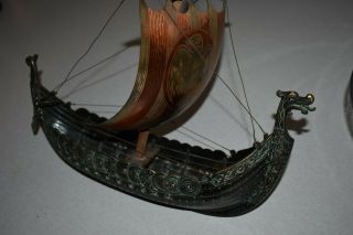 Vintage Iron Art Bronze Viking Special Warriors Rowboat/sailboat