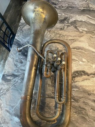 Vintage Frank Holton 3 Valve Elkhorn Tuba Baritone Musical Instrument