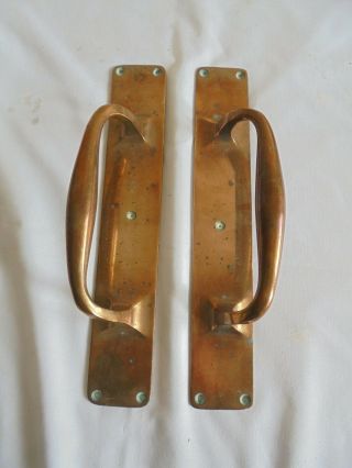 Antiques Quality Solid Copper Door Pull Handles Pair 12 " Long
