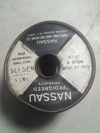 Vintage Nassau Smelting Western Electric Solder.  B Rosin 7076 Just Under 2 Pound