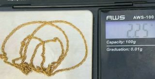 Vintage 14k Solid Gold Italian Rope Chain Necklace 18 " Long 2.  25g -